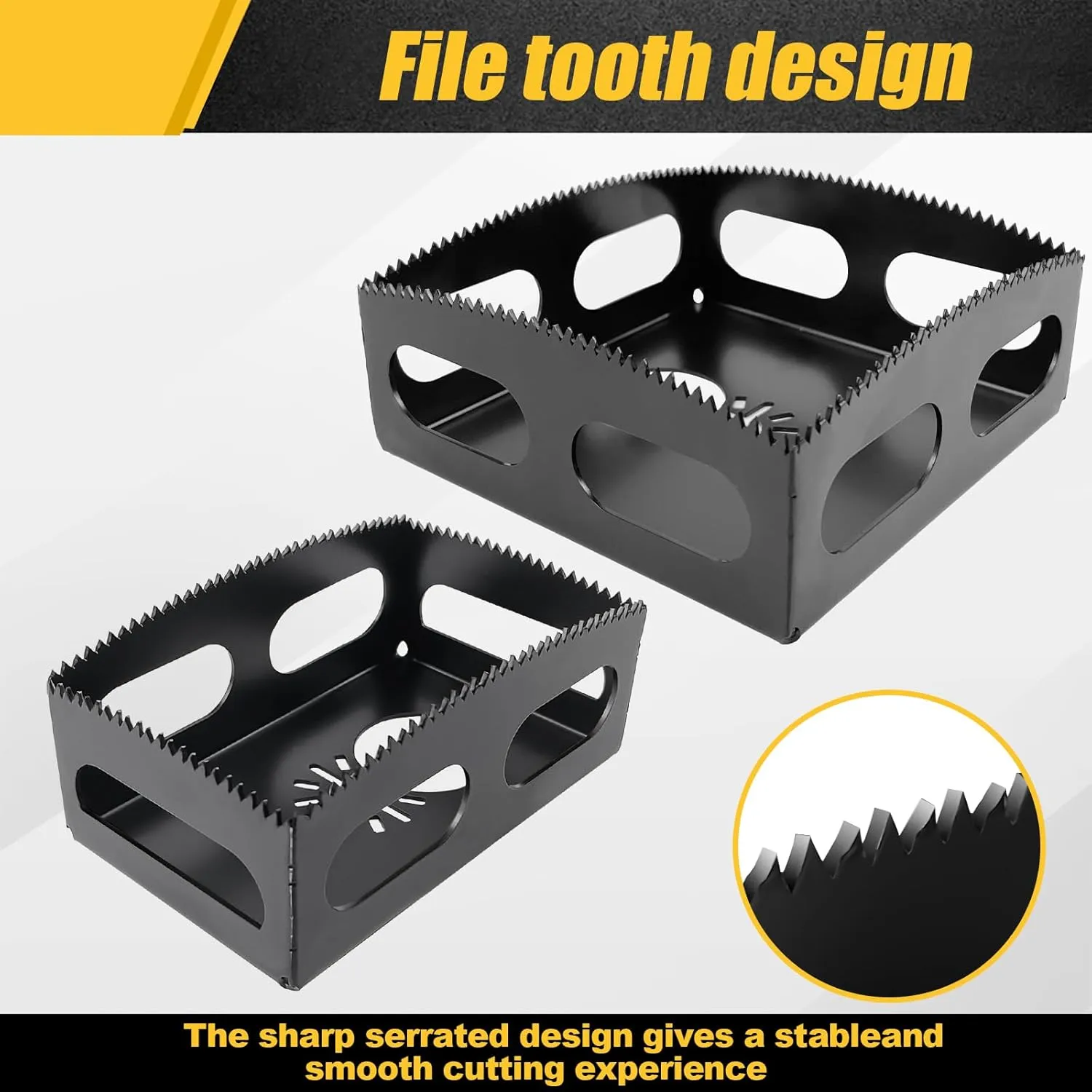 Upgrade 2 Pcs Square Slot Cutter Compatible for Dewalt 20V & Milwukee M18 Oscillating Multi-Tool to Cut-in Single Gang Wall Boxes,Outlet Cutter for Drywall,Efficient Carving Tool,Black