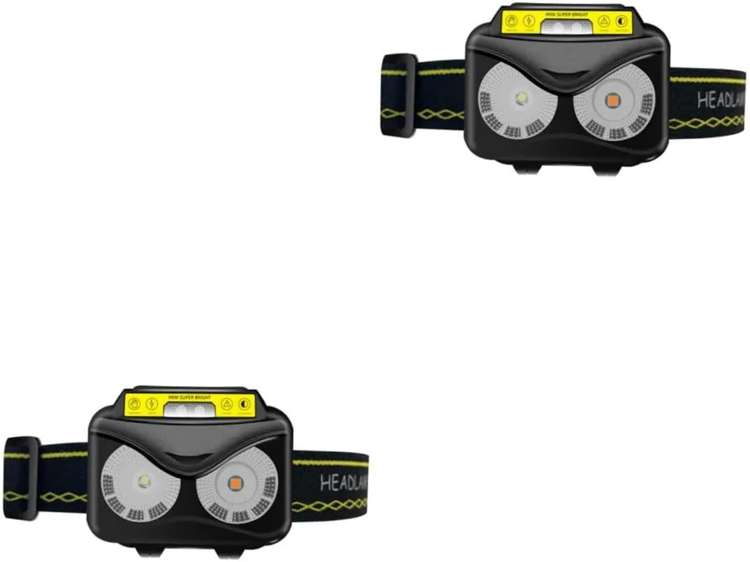 Upgraded Charging Light Intelligent Sensor Head Torch with Tilting Beam Slip Headband for Outdoor Activities Night Running and Fishing