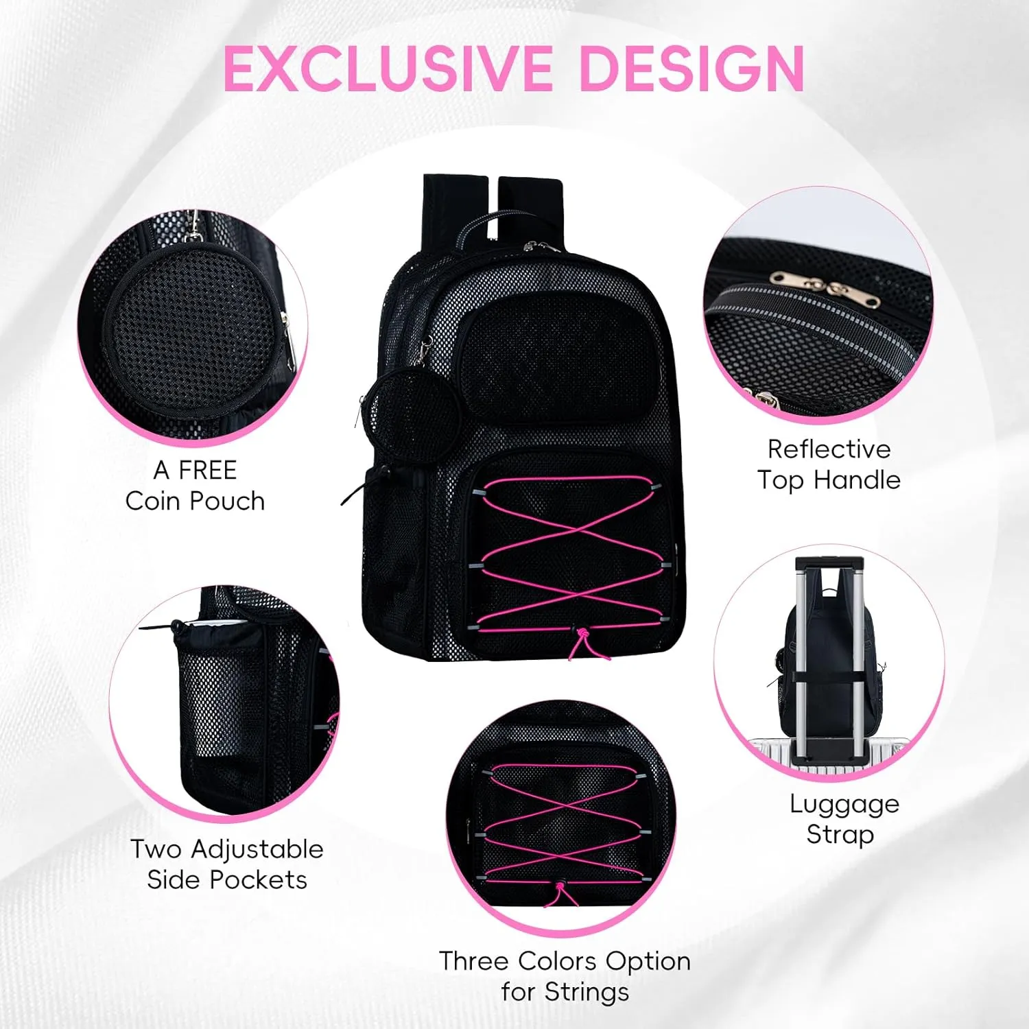 Upgraded Mesh Backpack for School Heavy Duty, See Through Backpack for Beach Kids