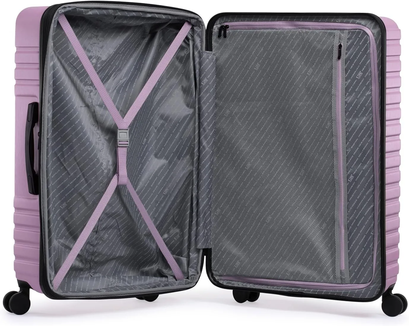 U.S. Traveler Boren Polycarbonate Hardside Rugged Travel Suitcase Luggage with 8 Spinner Wheels, Aluminum Handle, Lavender, Checked-Large 30-Inch