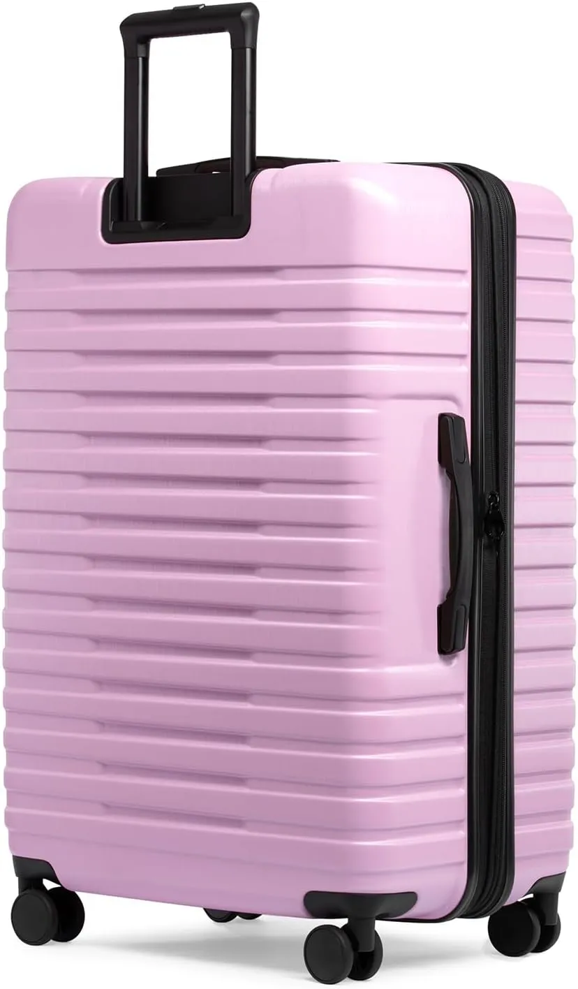 U.S. Traveler Boren Polycarbonate Hardside Rugged Travel Suitcase Luggage with 8 Spinner Wheels, Aluminum Handle, Lavender, Checked-Large 30-Inch
