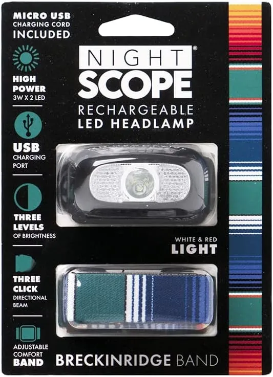 USB Rechargeable LED Headlamp 3W x 2 LED Water Resistant Adjustable Comfort Band Five Flash Modes One Size Fits Most - Breckenridge