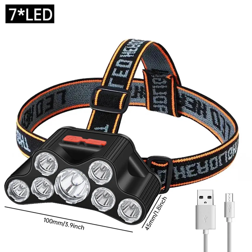 USB Rechargeable LED Headlight, Super Bright with 5 Working Modes, Long-Distance Headlamp, Waterproof Head-Mounted Flashlight