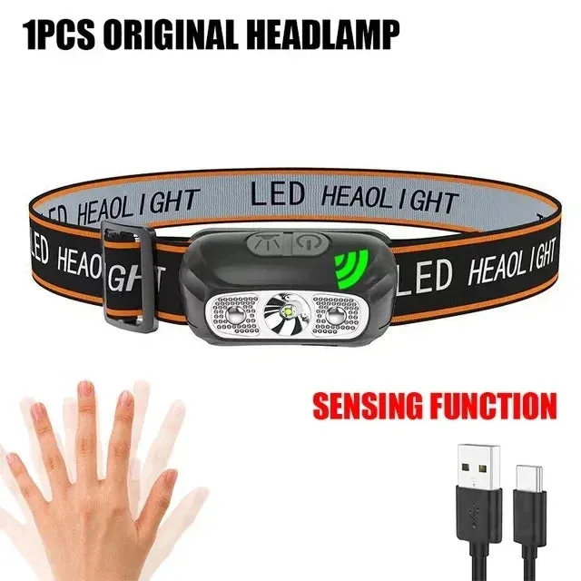 USB Rechargeable LED Sensor Headlamp COB Headlight Torch Waterproof Light for Fishing Camping