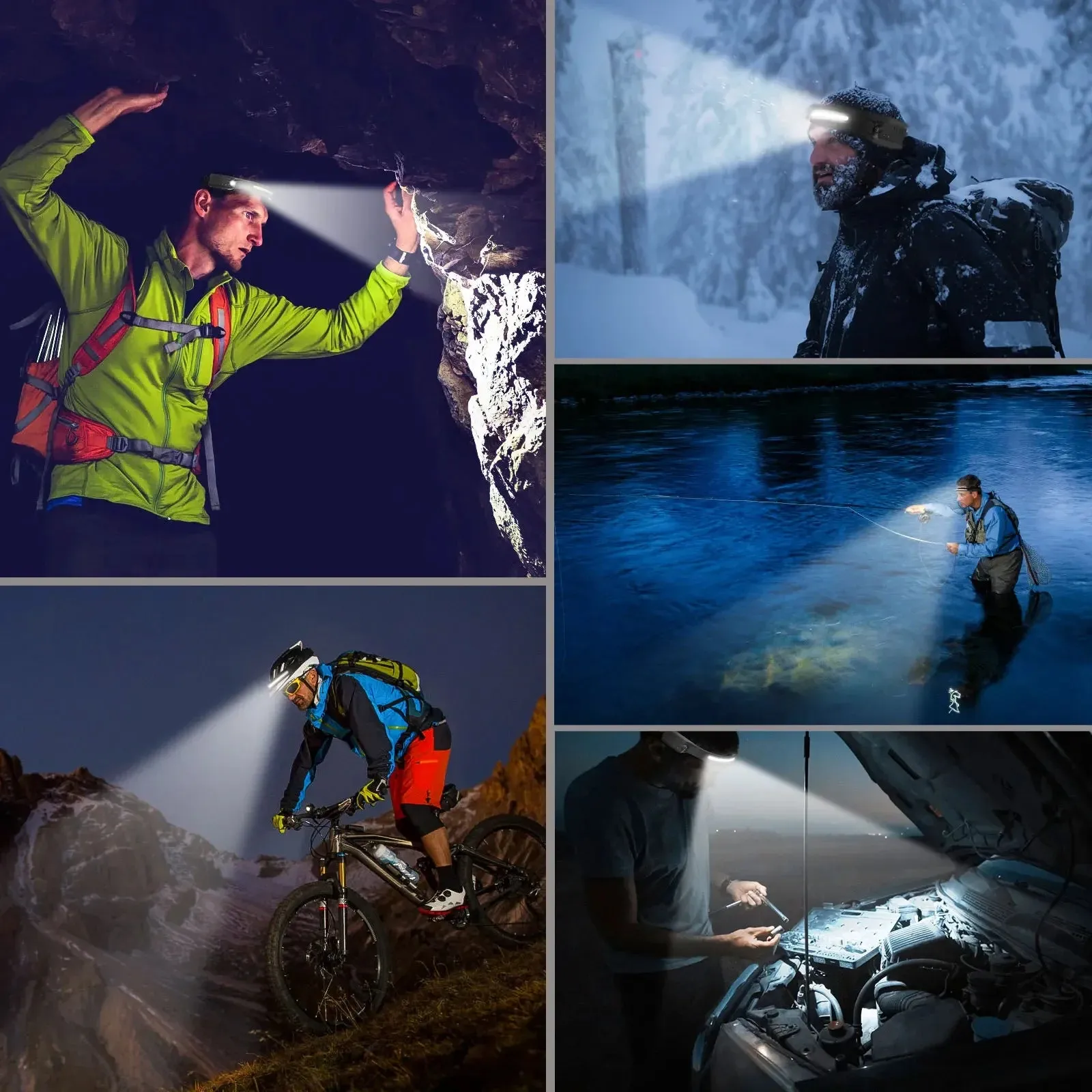 USB Rechargeable LED Sensor Headlamp COB Headlight Torch Waterproof Light for Fishing Camping