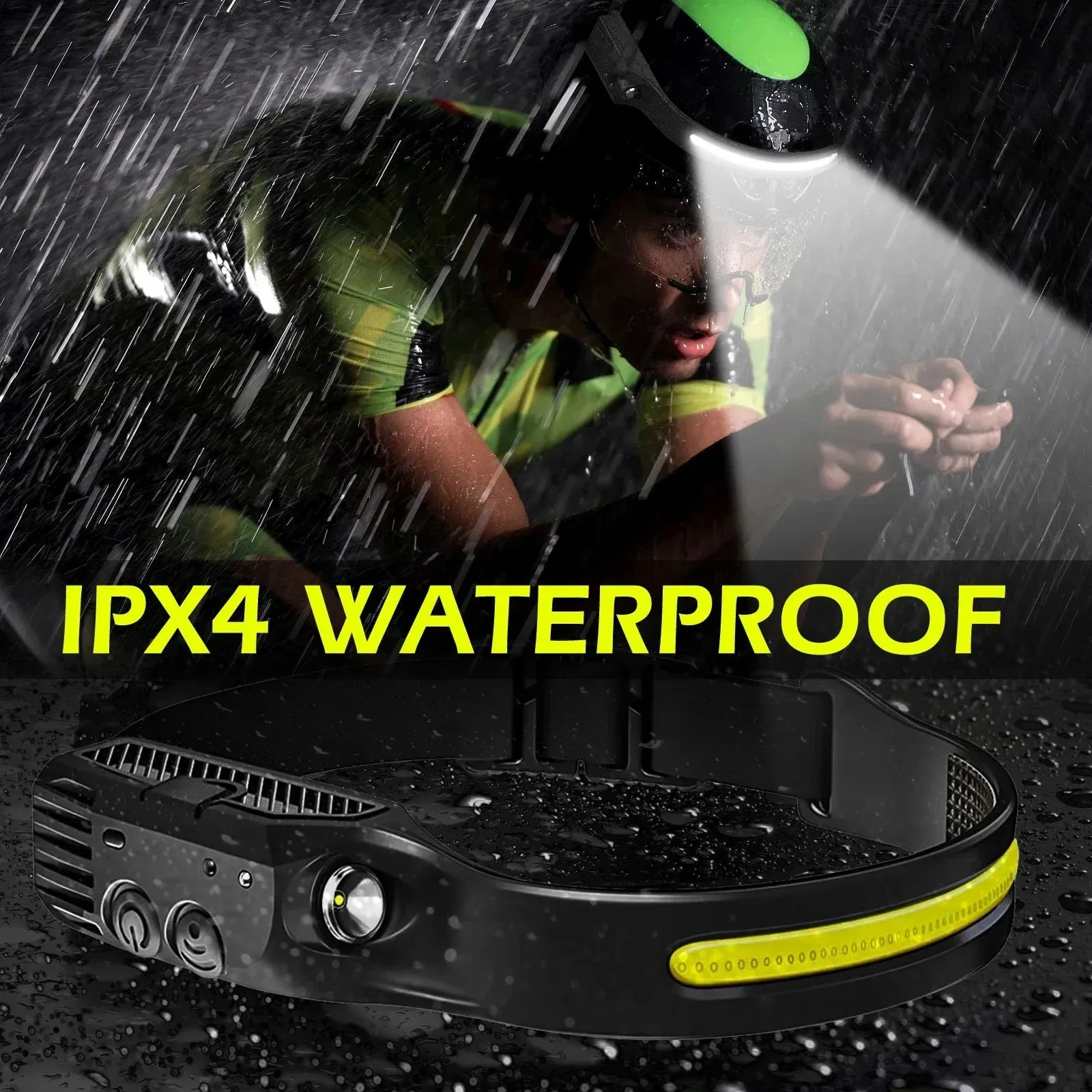 USB Rechargeable LED Sensor Headlamp COB Headlight Torch Waterproof Light for Fishing Camping