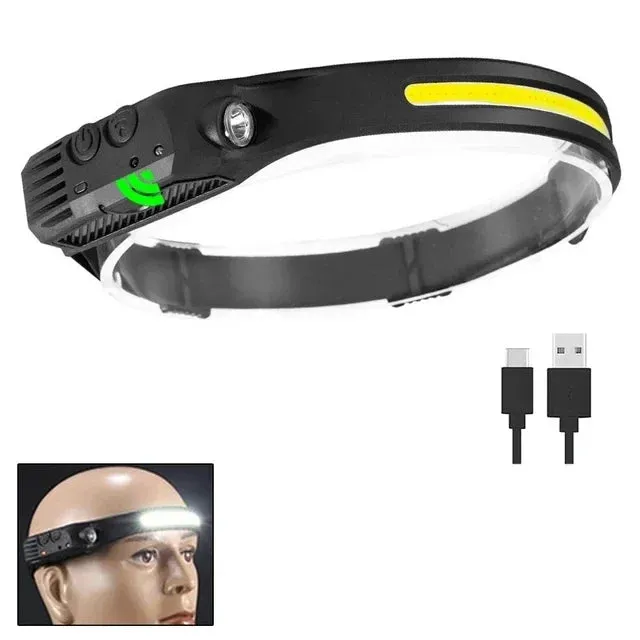 USB Rechargeable LED Sensor Headlamp COB Headlight Torch Waterproof Light for Fishing Camping