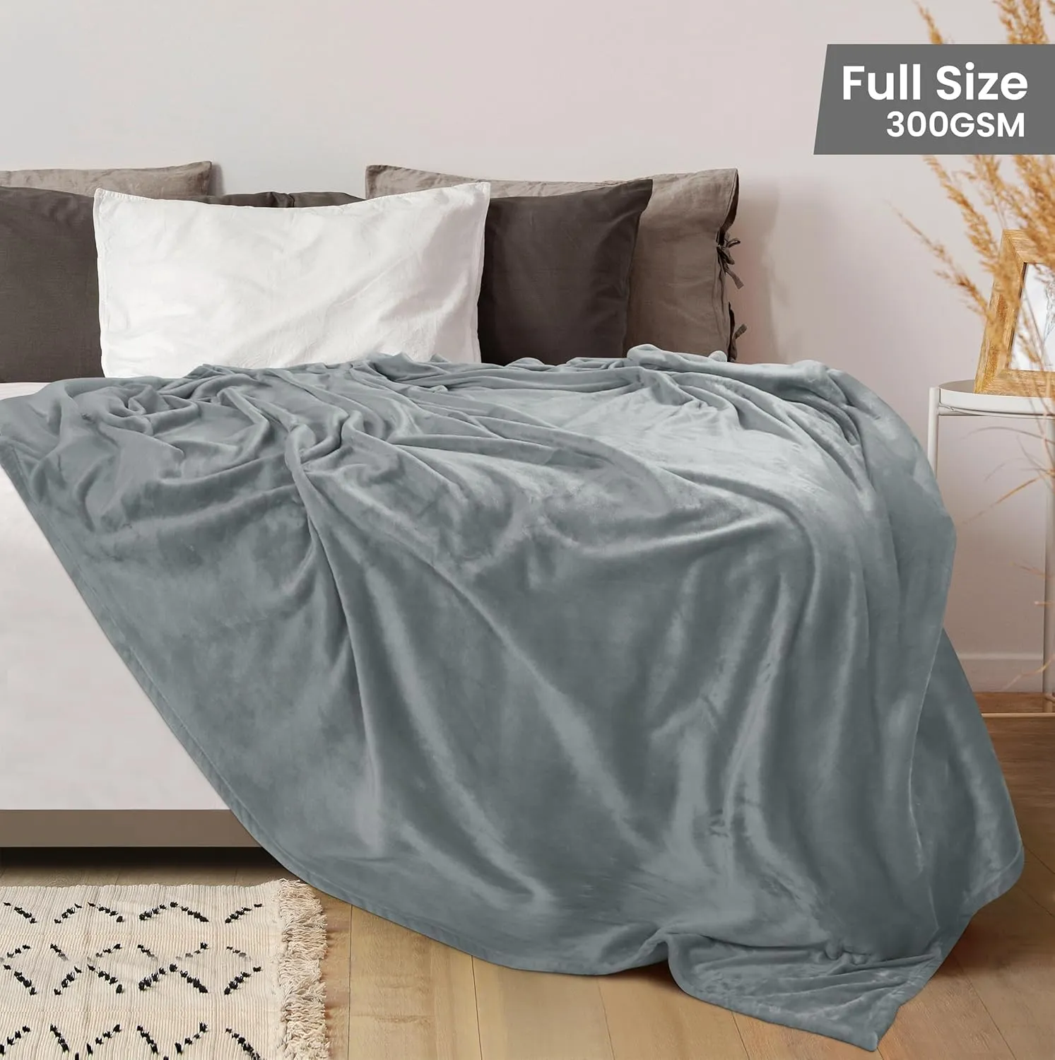 Utopia Bedding Fleece Blanket Full Size Ash Grey 300GSM Luxury Fuzzy Soft Anti-Static Microfiber Bed Blanket (90x84 Inch)
