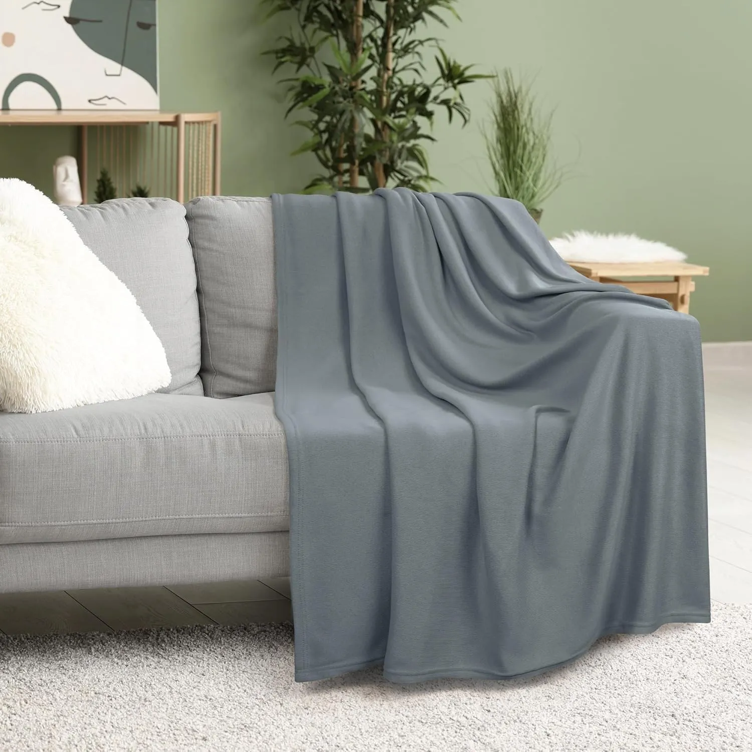 Utopia Bedding Knit Blanket Queen Size (90x90 Inches, Grey) Soft Lightweight Jersey Breathable Sweatshirt Blanket for Bed,Couch & Sofa