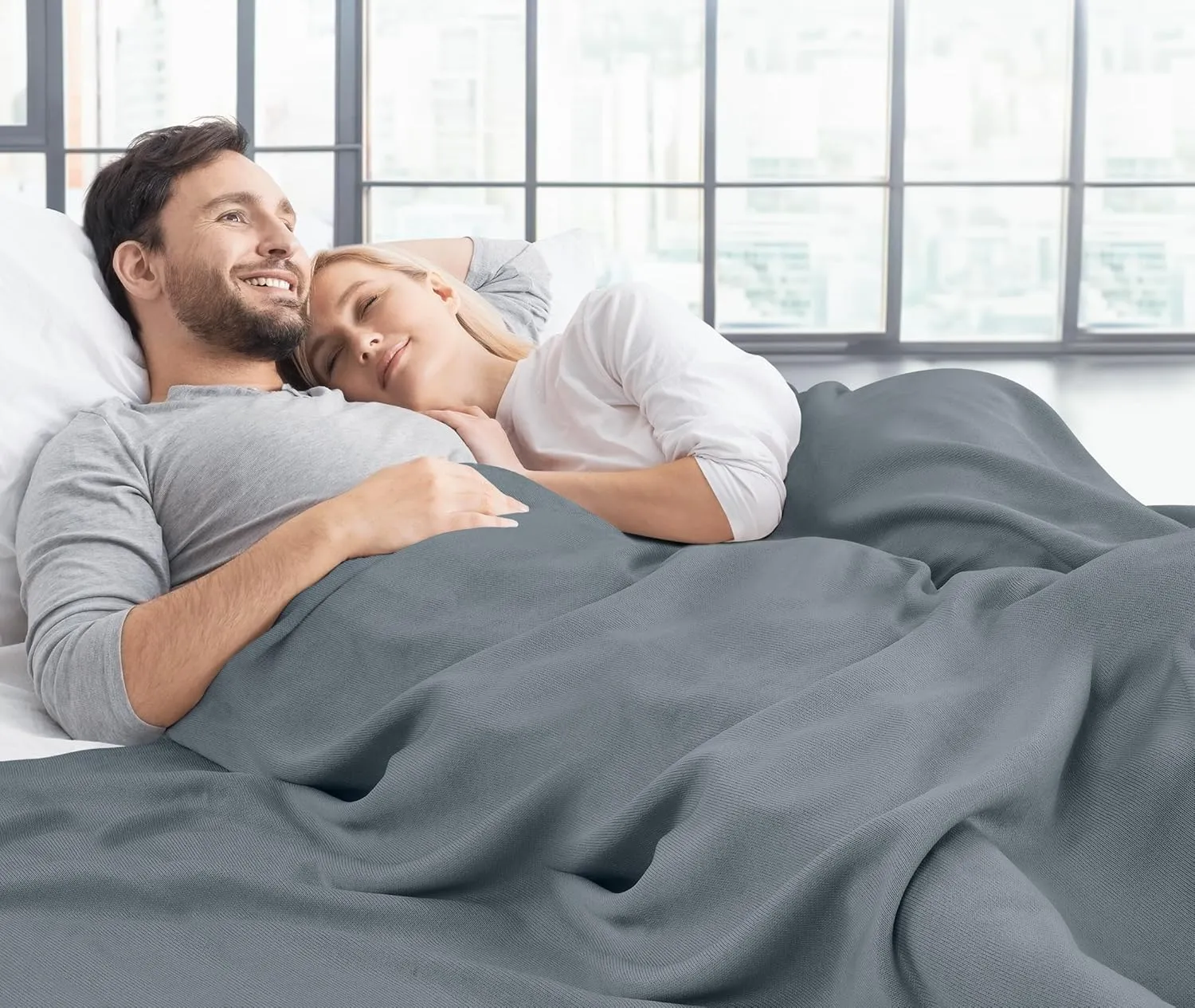 Utopia Bedding Knit Blanket Queen Size (90x90 Inches, Grey) Soft Lightweight Jersey Breathable Sweatshirt Blanket for Bed,Couch & Sofa