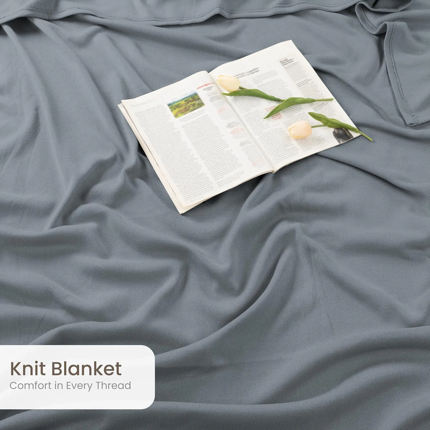 Utopia Bedding Knit Blanket Queen Size (90x90 Inches, Grey) Soft Lightweight Jersey Breathable Sweatshirt Blanket for Bed,Couch & Sofa