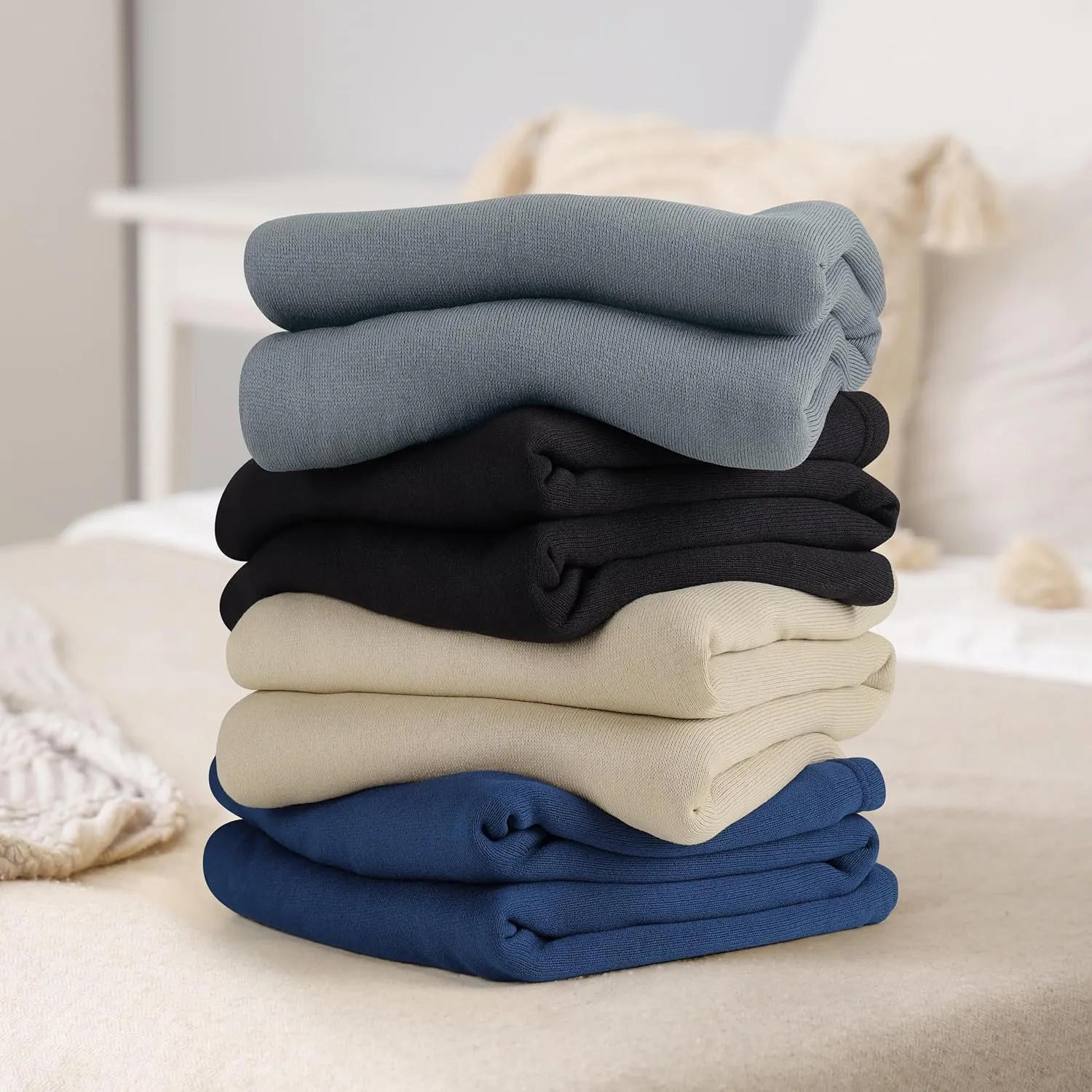 Utopia Bedding Knit Blanket Queen Size (90x90 Inches, Grey) Soft Lightweight Jersey Breathable Sweatshirt Blanket for Bed,Couch & Sofa