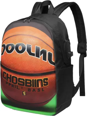 vacsAX Durable Ergonomic Backpack With - Large Capacity With USB Ports - Perfect For Women Men Basketball Background