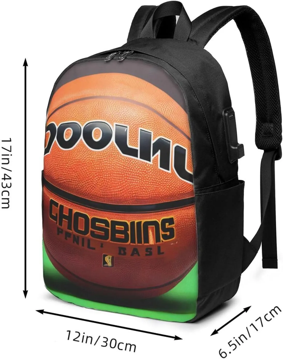 vacsAX Durable Ergonomic Backpack With - Large Capacity With USB Ports - Perfect For Women Men Basketball Background