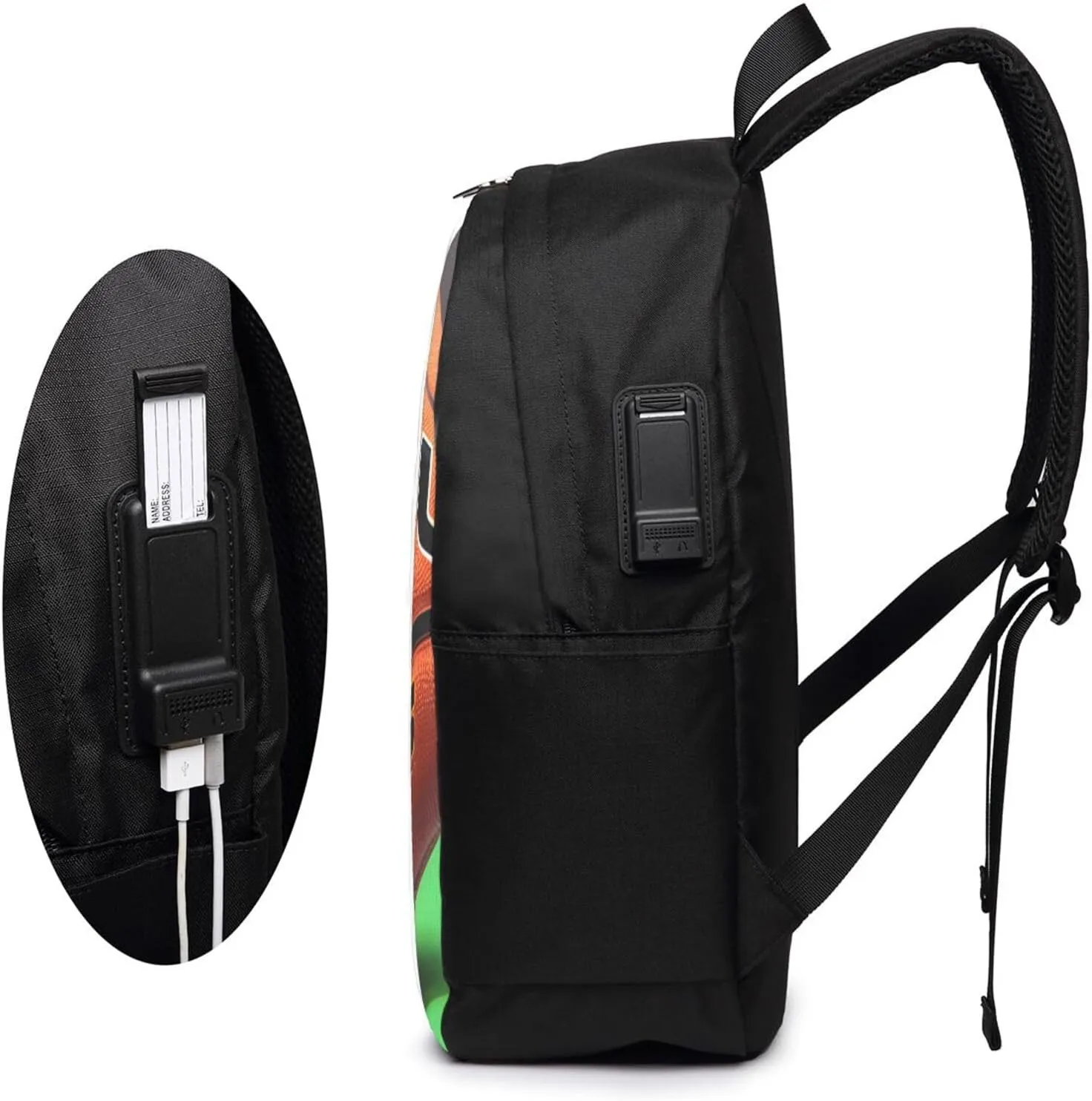 vacsAX Durable Ergonomic Backpack With - Large Capacity With USB Ports - Perfect For Women Men Basketball Background
