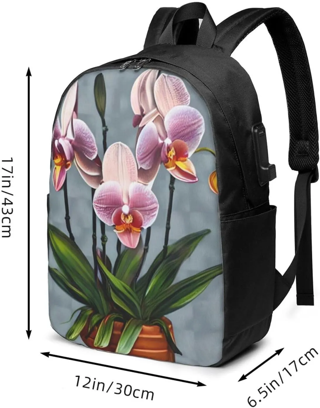 vacsAX Durable Ergonomic Backpack With - Large Capacity With USB Ports - Perfect For Women Men Blooming Orchids