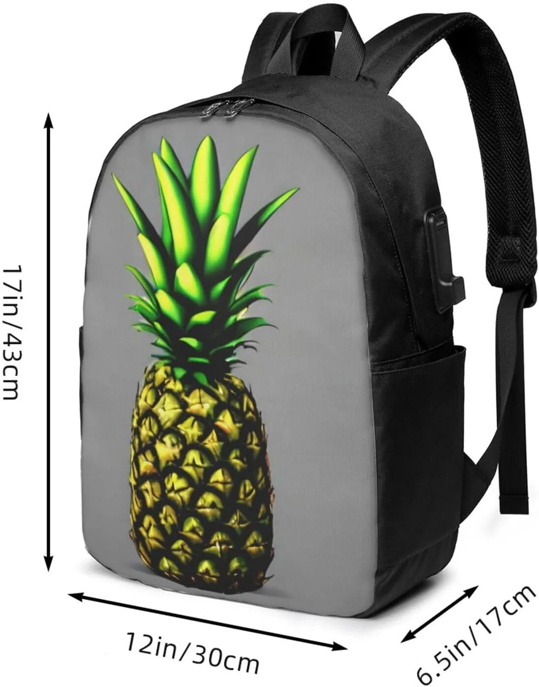 vacsAX Durable Ergonomic Backpack With - Large Capacity With USB Ports - Perfect For Women Men Cartoon Pineapple