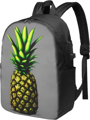 vacsAX Durable Ergonomic Backpack With - Large Capacity With USB Ports - Perfect For Women Men Cartoon Pineapple