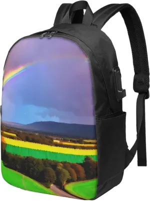 vacsAX Durable Ergonomic Backpack With - Large Capacity With USB Ports - Perfect For Women Men Evening Rainbow