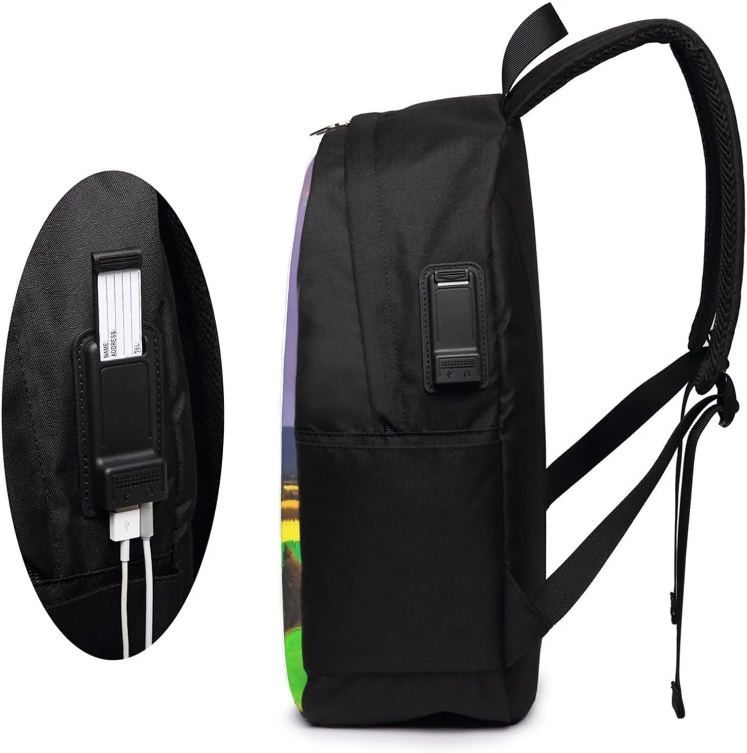 vacsAX Durable Ergonomic Backpack With - Large Capacity With USB Ports - Perfect For Women Men Evening Rainbow