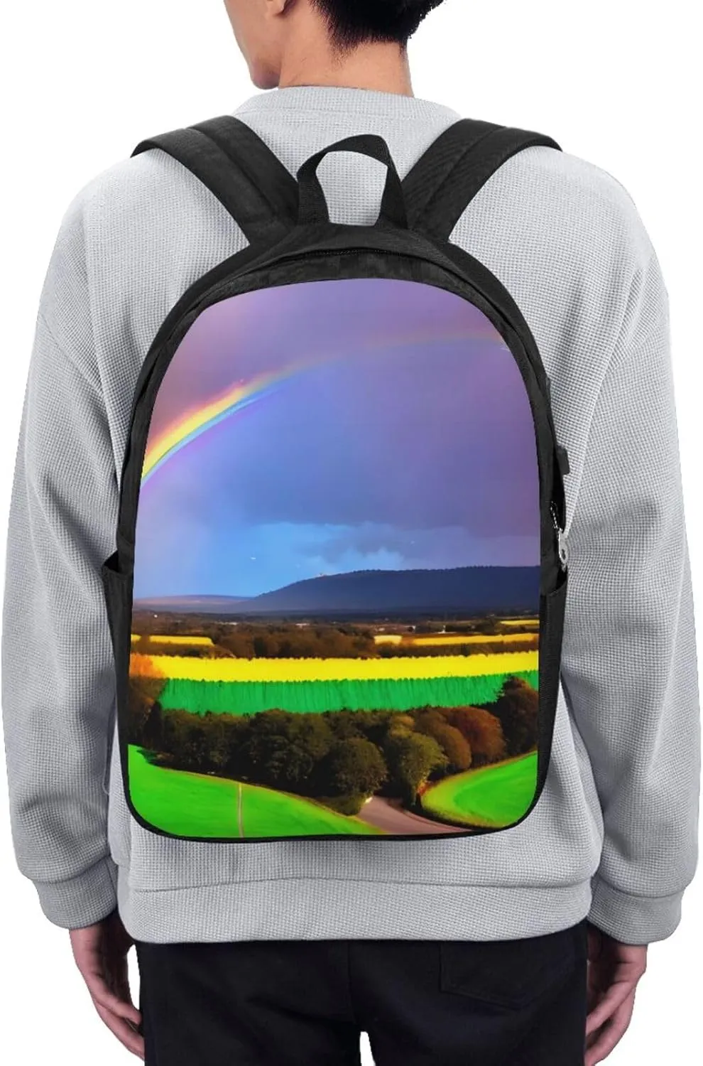 vacsAX Durable Ergonomic Backpack With - Large Capacity With USB Ports - Perfect For Women Men Evening Rainbow