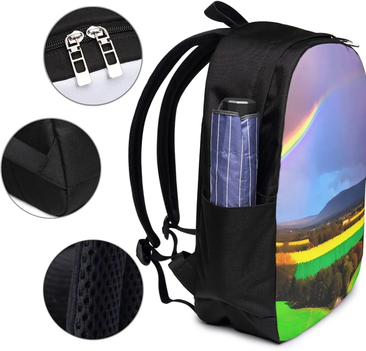 vacsAX Durable Ergonomic Backpack With - Large Capacity With USB Ports - Perfect For Women Men Evening Rainbow