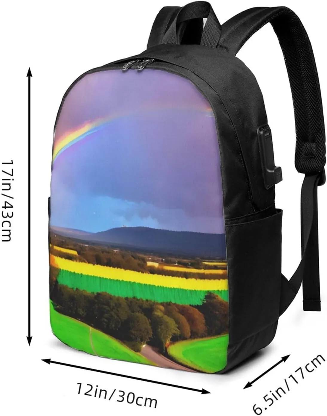 vacsAX Durable Ergonomic Backpack With - Large Capacity With USB Ports - Perfect For Women Men Evening Rainbow