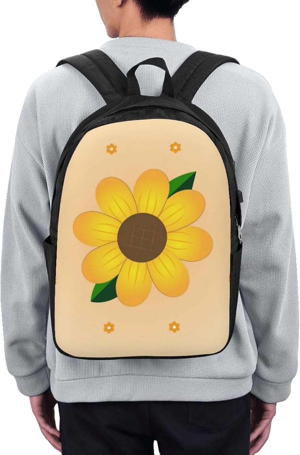 vacsAX Durable Ergonomic Backpack With - Large Capacity With USB Ports - Perfect For Women Men Golden Sunflower