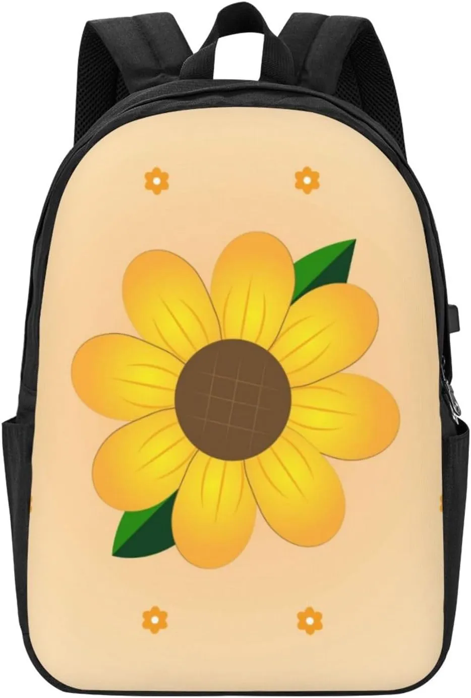 vacsAX Durable Ergonomic Backpack With - Large Capacity With USB Ports - Perfect For Women Men Golden Sunflower