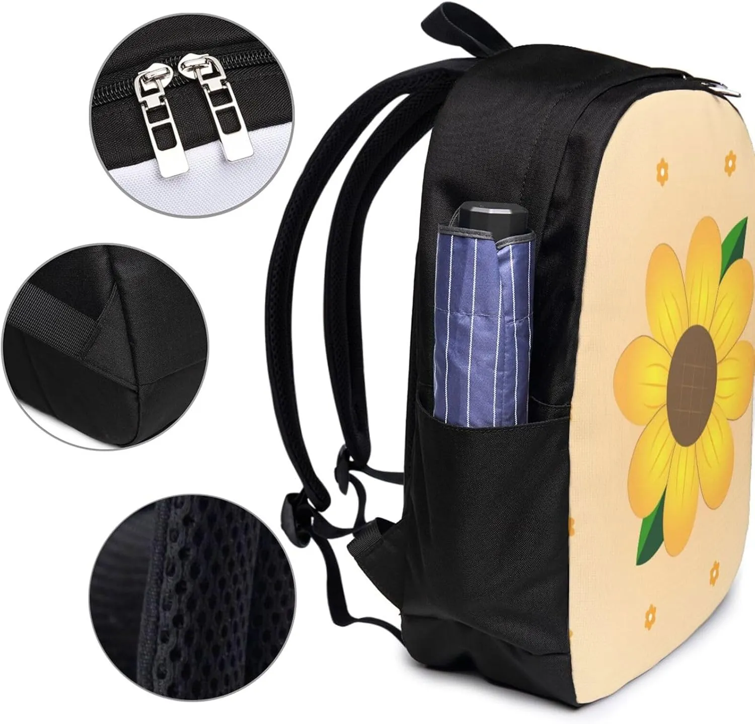 vacsAX Durable Ergonomic Backpack With - Large Capacity With USB Ports - Perfect For Women Men Golden Sunflower