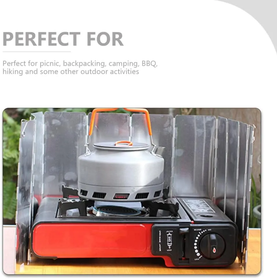 Vaguelly Folding Camp Stove Windshield Burner Protector for Bbq Picnic Hiking Lightweight Reusable Wind-resistant Cooking Accessory Expanded