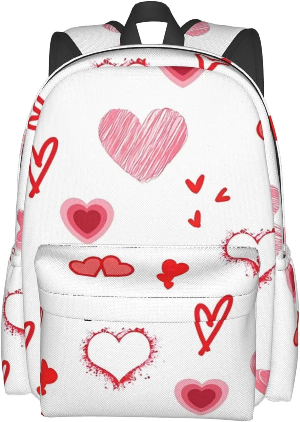 Valentine's Day. Love Hearts Backpack Casual Laptop Backpack Large Capacity Double Shoulder Bag Travel Daypack For Women Men
