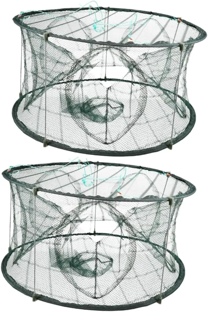 VANZACK 2Pcs Portable Crawfish Trap Durable Nylon Fishing Netting Multi Use Shrimp Catcher Easy to Operate for Fishing Enthusiasts