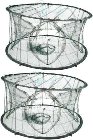 VANZACK 2Pcs Portable Crawfish Trap Durable Nylon Fishing Netting Multi Use Shrimp Catcher Easy to Operate for Fishing Enthusiasts