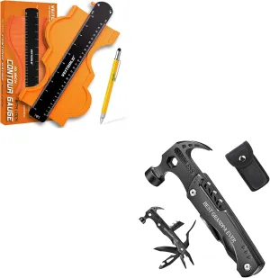 VEITORLD Multi-tool, 14-in-1 Multitool Hammer with Contour Gauge, Stainless Steel Handle, ABS Plastic Contour Tool for Men, DIY, Home Improvement