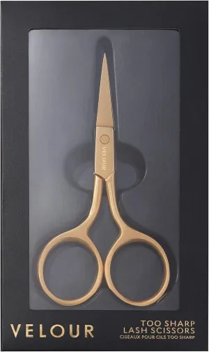 Velour Too Sharp Lash Scissors - Gold Stainless Steel - Small Hair Scissors for Brows, False Lashes, and Facial Hair - Pointed and Sharp Tip Shape Cutter - Portable Beauty Tool