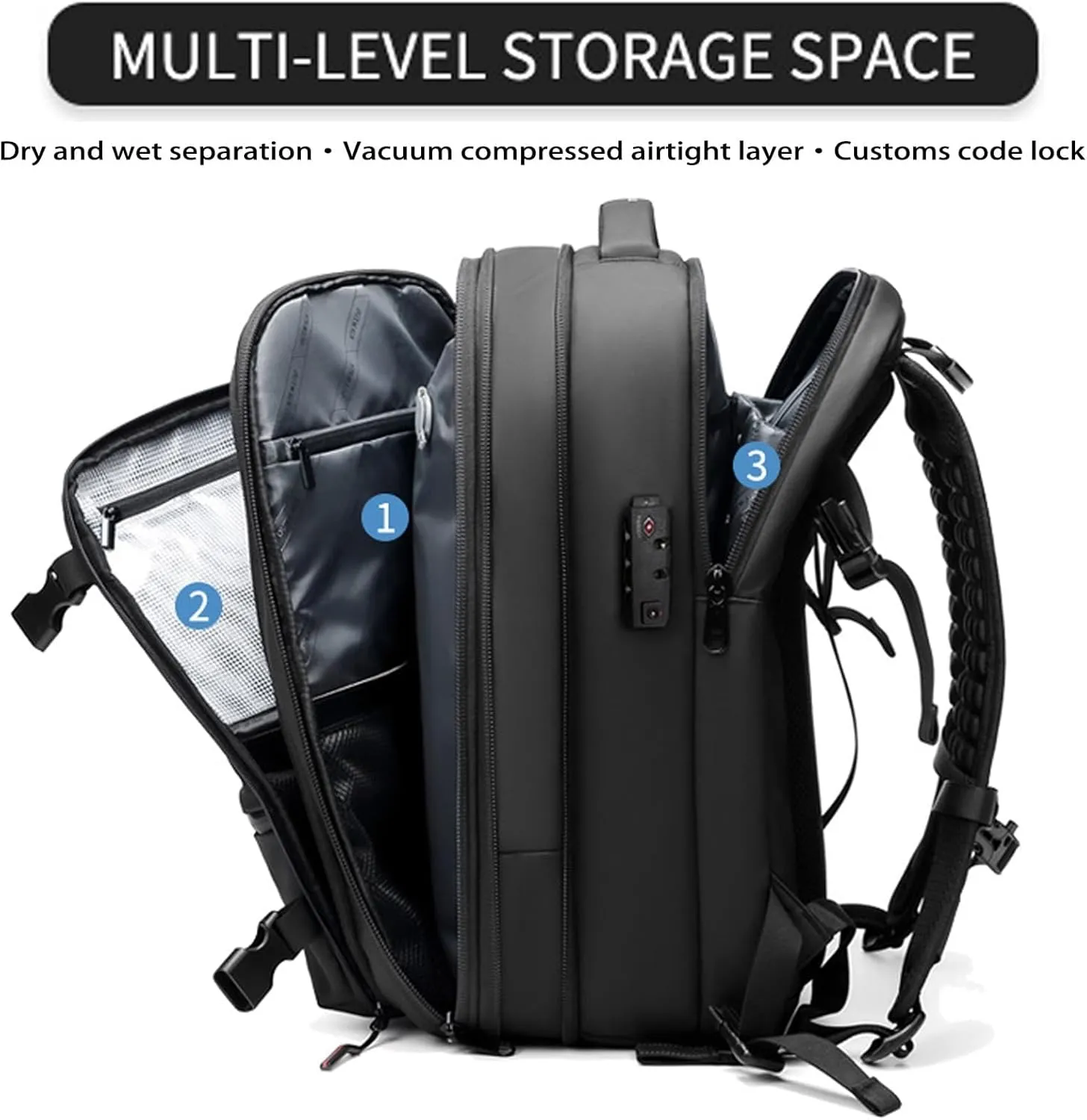 Veloutte Travel Backpack, 60l Vacpack Backpack with Vacuum, Multifunctional Waterproof Expandable Anti-Theft Pack (Blue-2.0)