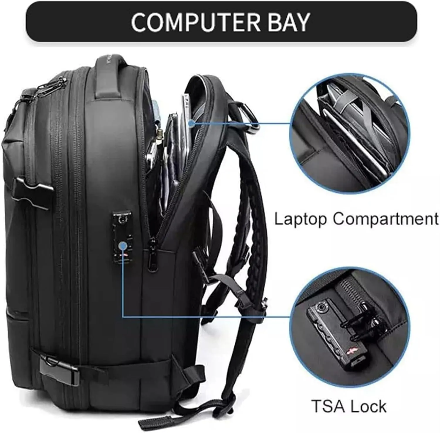 Veloutte Travel Backpack, 60l Vacpack Backpack with Vacuum, Multifunctional Waterproof Expandable Anti-Theft Pack (Blue-2.0)