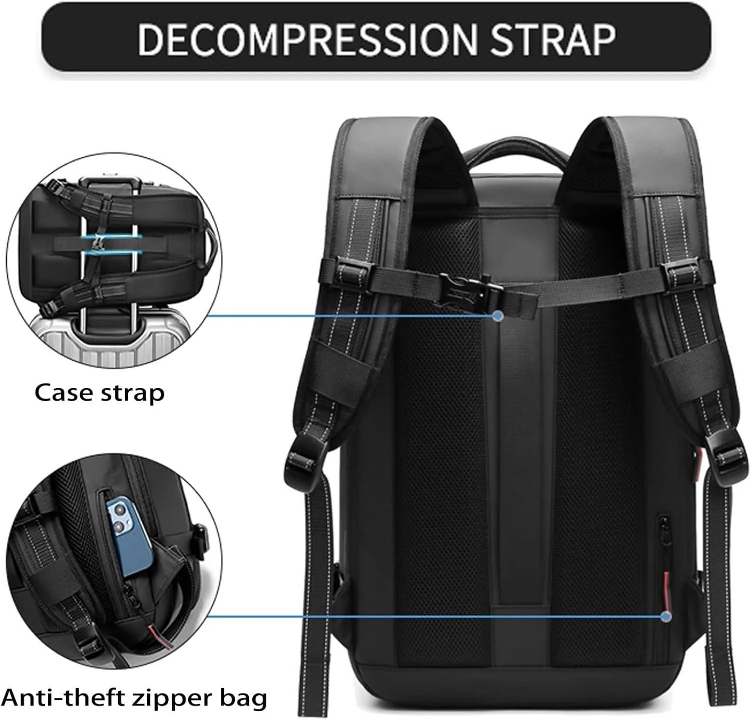 Veloutte Travel Backpack, 60l Vacpack Backpack with Vacuum, Multifunctional Waterproof Expandable Anti-Theft Pack (Blue-2.0)