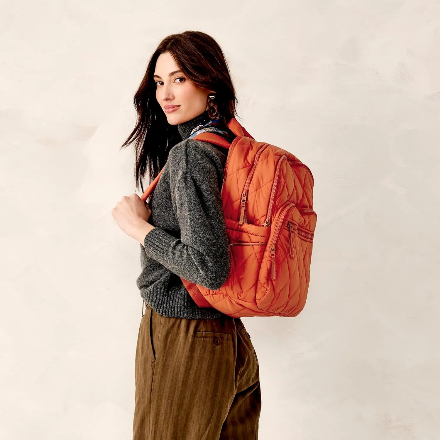 Vera Bradley Women's Featherweight Large Bancroft Backpack, Potter's Clay, One Size