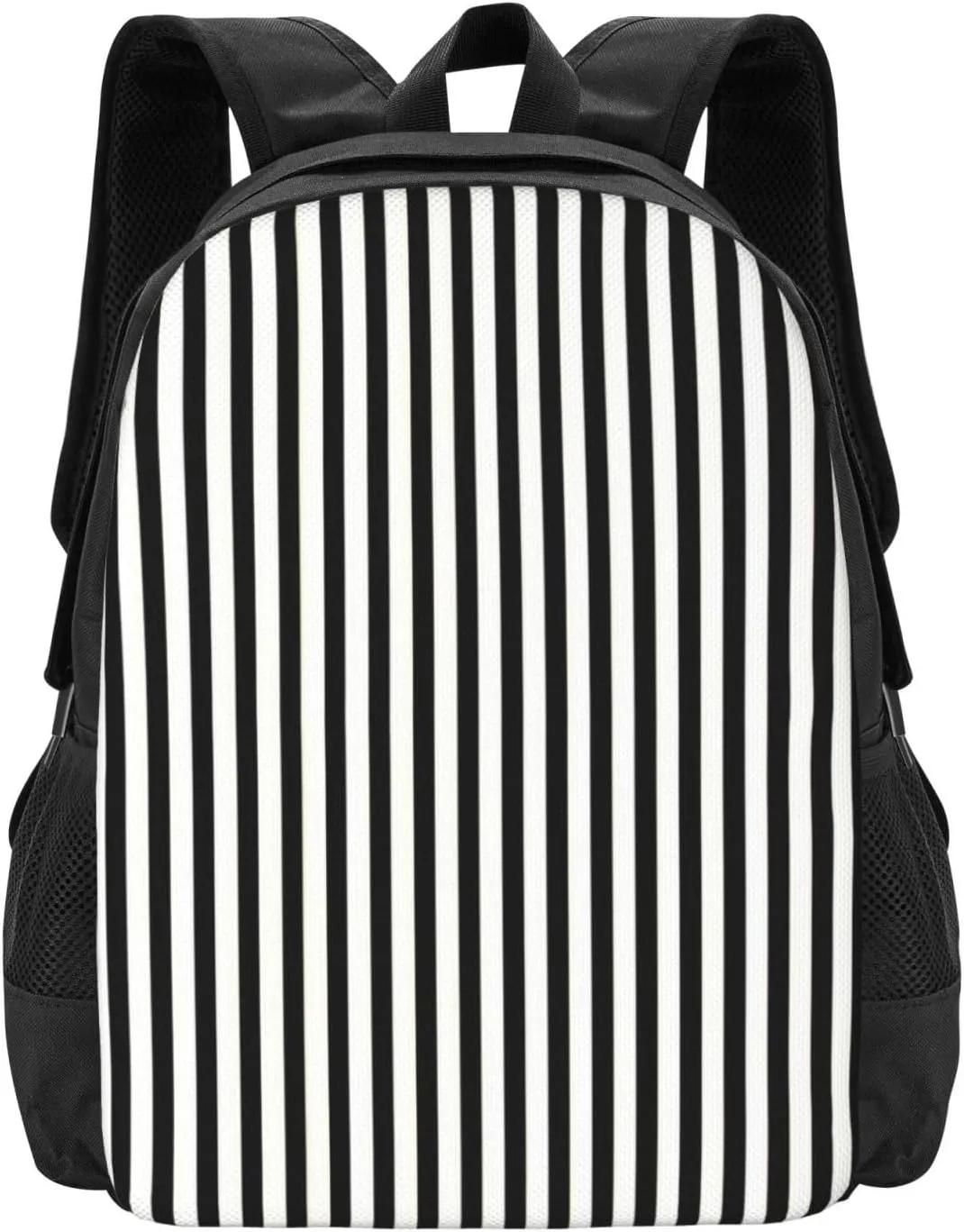Vertical Gold Black And White Art Deco Stripes Lightweight Packable Backpack Travel Casual Hiking Daypack Foldable Backpack For Men Women