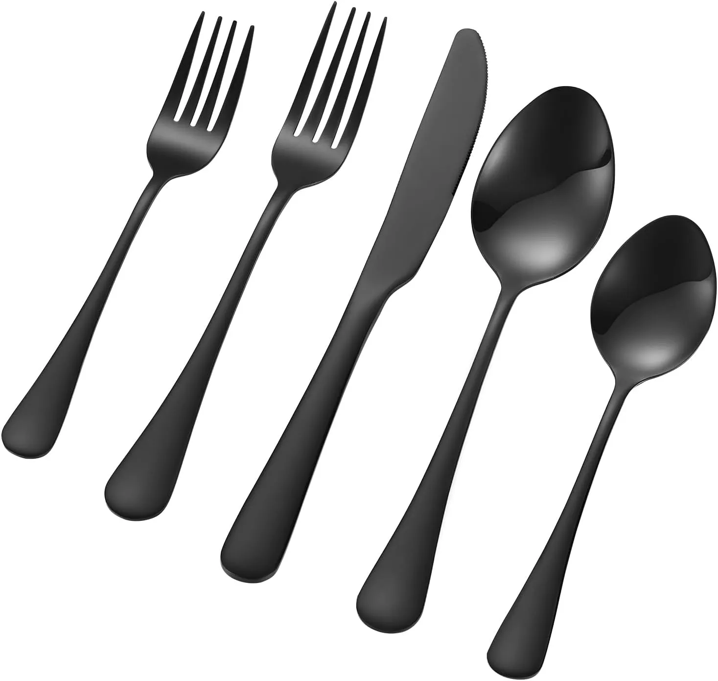 VEVOR 30-Piece Black Silverware Set, Food-Grade Stainless Steel Flatware Utensils for 6, Mirror Finished Cutlery Set, Dishwasher Safe Eating Tableware for Kitchen Home, Include Knife Fork Spoon