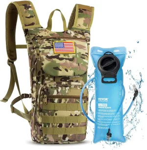 VEVOR Hydration Backpack, Water Backpack with TPU Water Bladder, Tactical Molle Hiking Hydration Pack with Storage for Men Women, Hydro Water Daypack for Hiking Running Cycling Camping