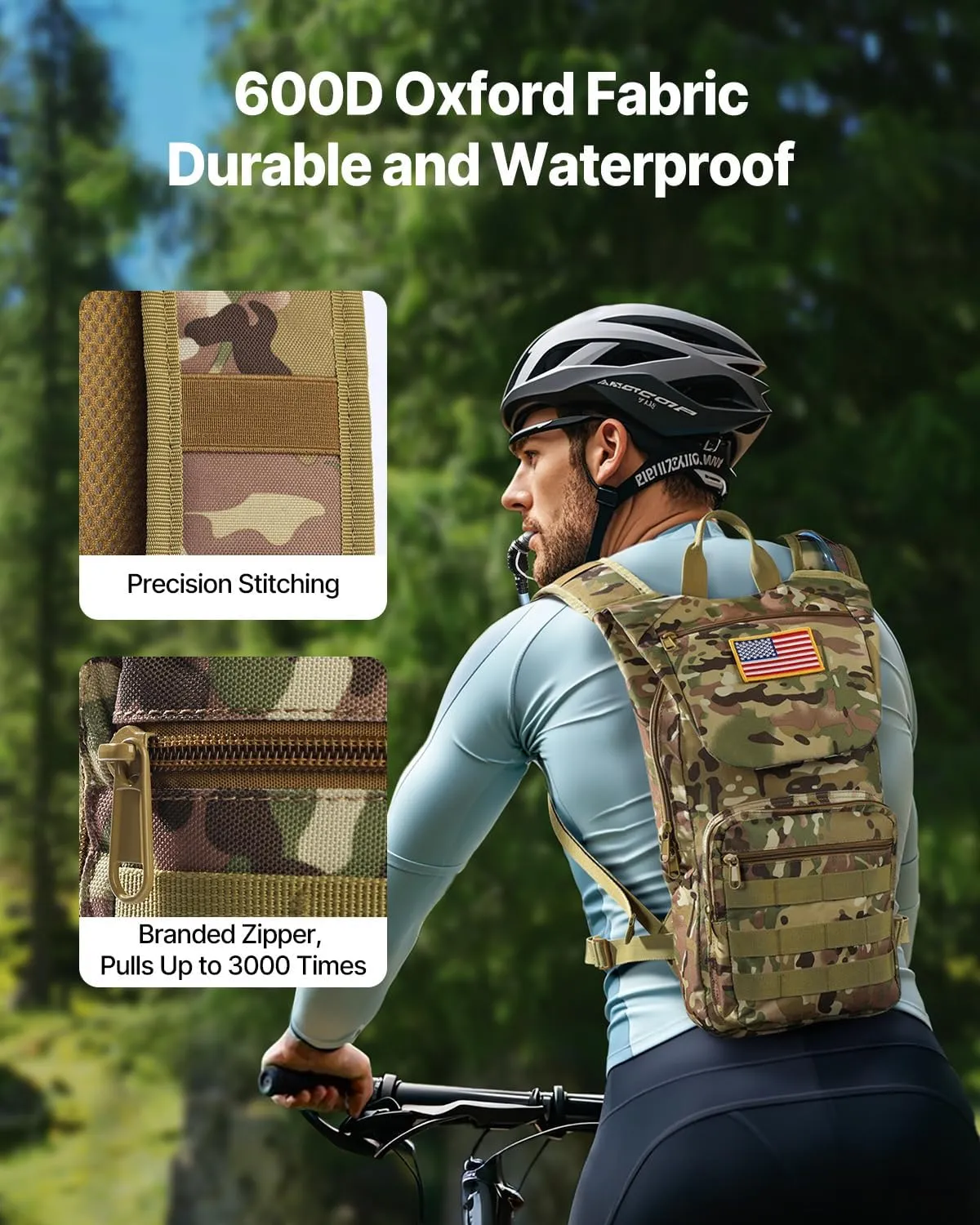 VEVOR Hydration Backpack, Water Backpack with TPU Water Bladder, Tactical Molle Hiking Hydration Pack with Storage for Men Women, Hydro Water Daypack for Hiking Running Cycling Camping