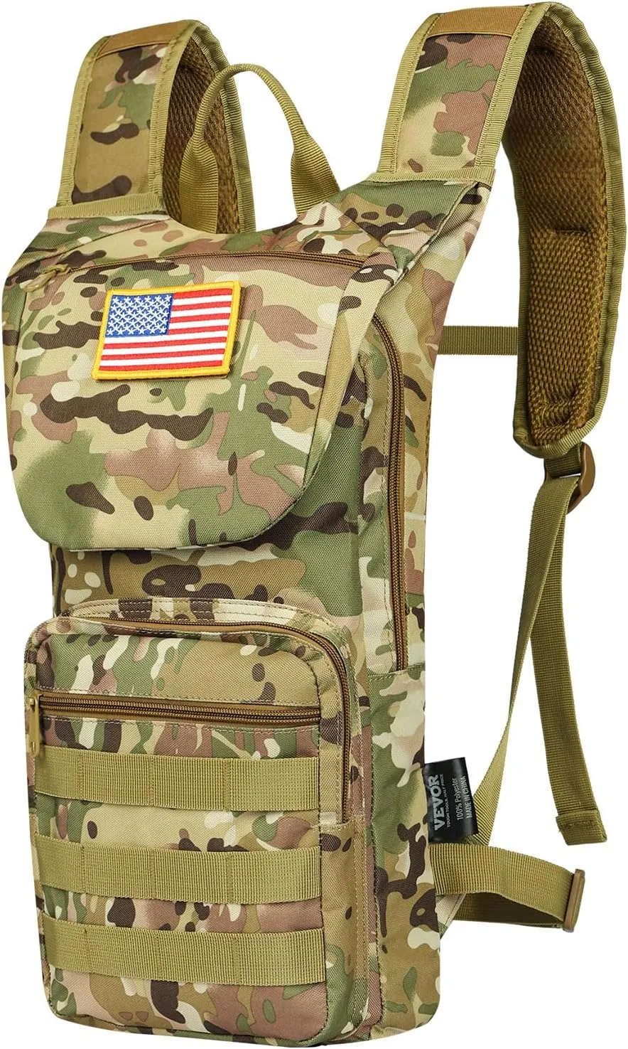 VEVOR Hydration Backpack, Water Backpack with TPU Water Bladder, Tactical Molle Hiking Hydration Pack with Storage for Men Women, Hydro Water Daypack for Hiking Running Cycling Camping