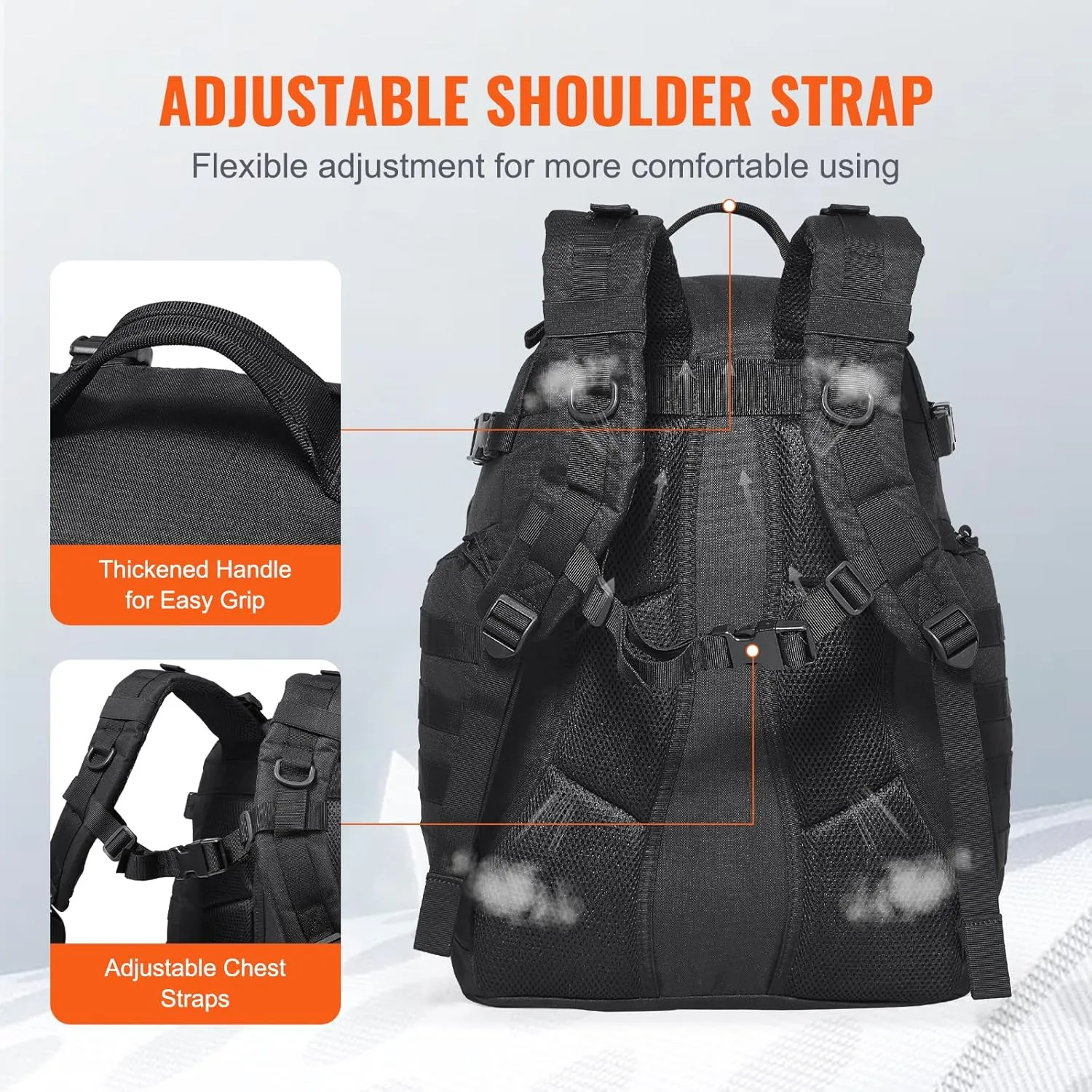 VEVOR Tactical Pack, 40L Military Pack with Molle Design and Laptop Compartment, Waterproof Tactical Pack for Men, Army Pack Bag Day Pack for Camping, Hiking, Gym