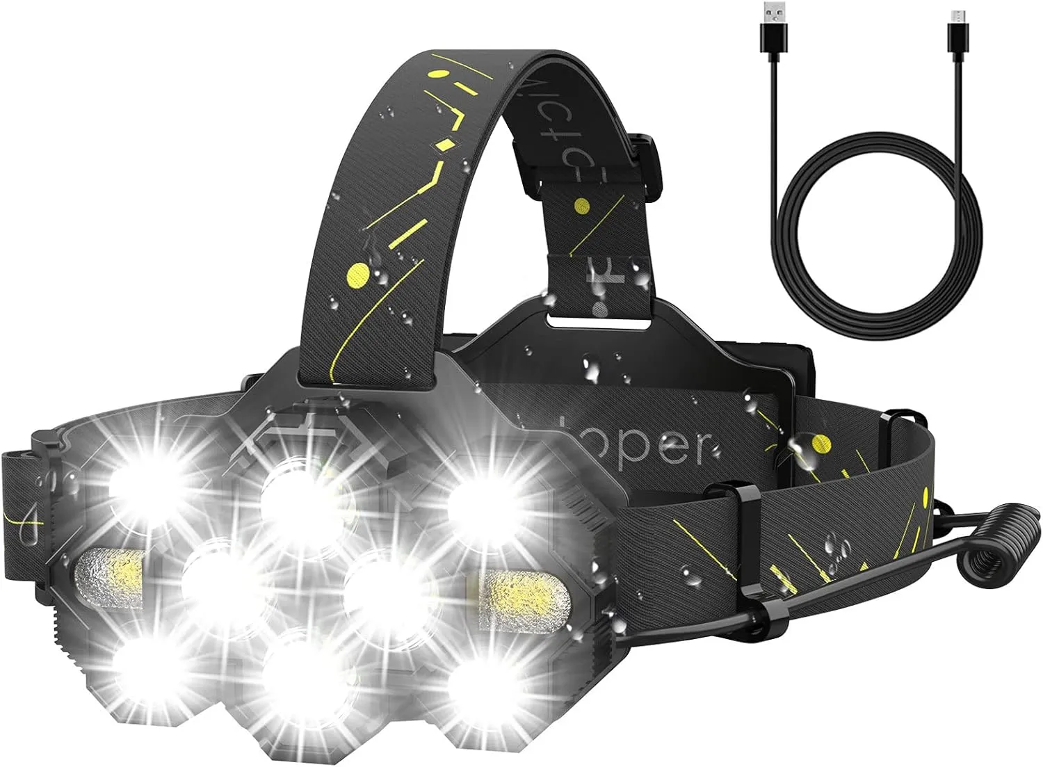 Victoper Headlamp Rechargeable, High Lumen Bright 10 LEDs Head Lamp, 8 2 Modes Head Light with Red Light for Adult, Waterproof Head Flashlight for Outdoor Running, Hunting, Camping, Hiking