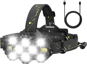 Victoper Headlamp Rechargeable, High Lumen Bright 10 LEDs Head Lamp, 8 2 Modes Head Light with Red Light for Adult, Waterproof Head Flashlight for Outdoor Running, Hunting, Camping, Hiking