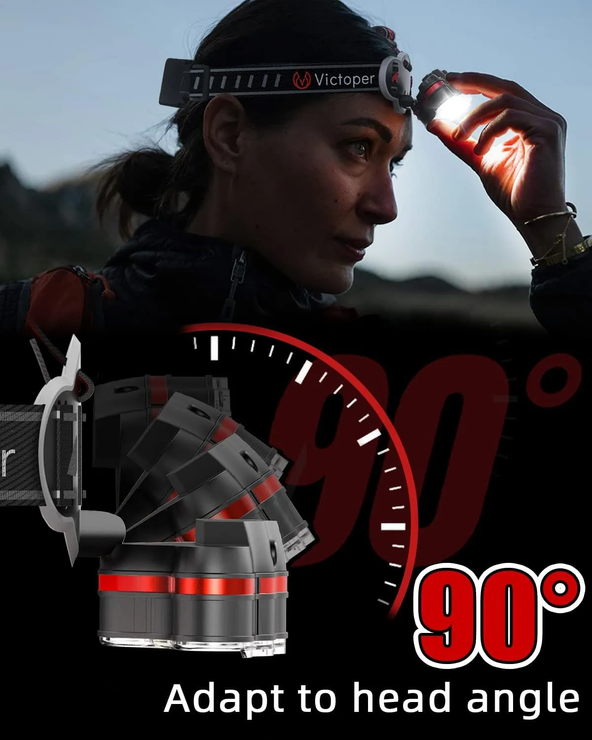 Victoper Rechargeable Headlamp 4 Pack, 8 LED High Lumen Bright Head Lamp with Red Light, Lightweight USB Head Light, 8 Mode Waterproof Head Flashlight for Outdoor Running Hunting Hiking Camping