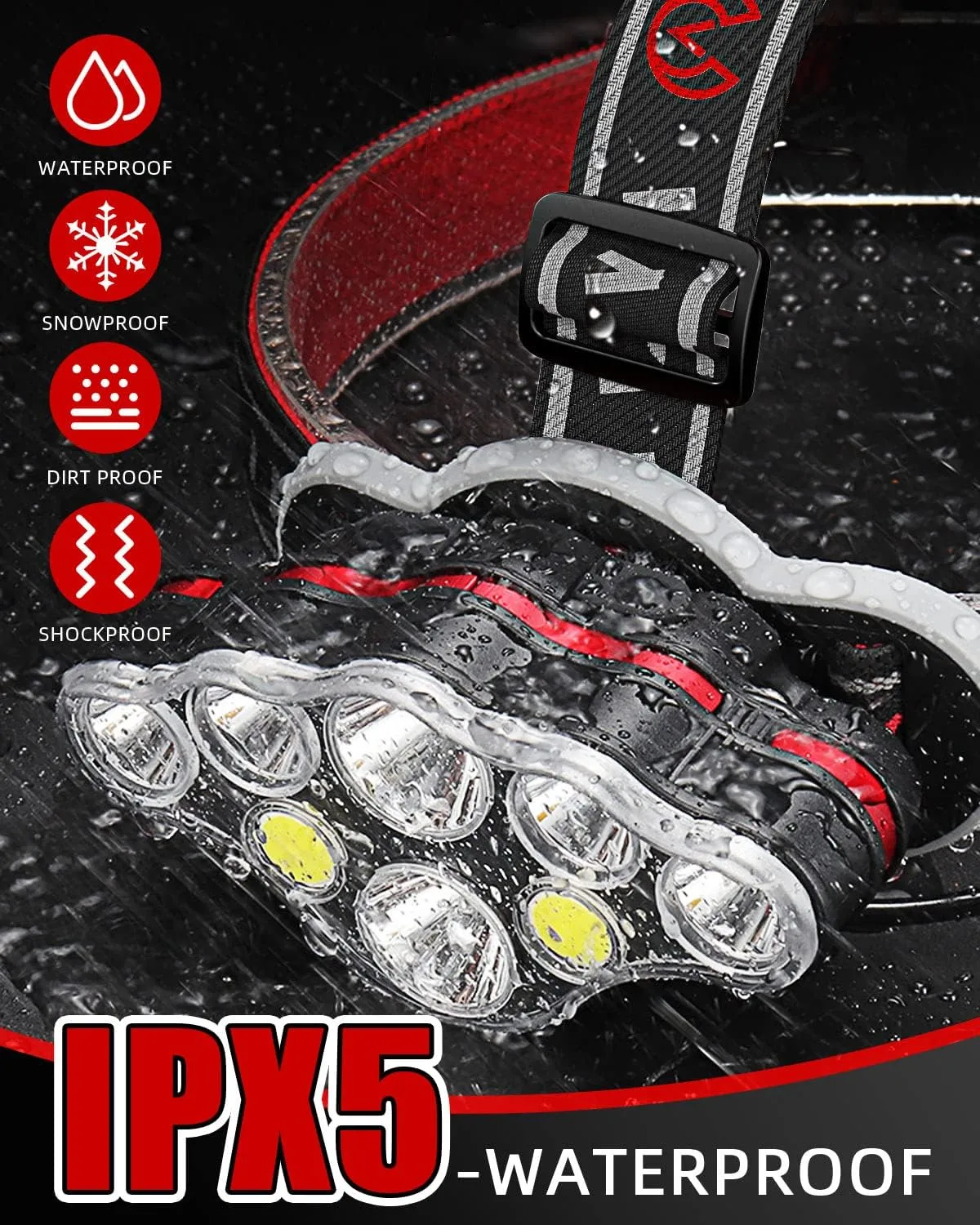 Victoper Rechargeable Headlamp 4 Pack, 8 LED High Lumen Bright Head Lamp with Red Light, Lightweight USB Head Light, 8 Mode Waterproof Head Flashlight for Outdoor Running Hunting Hiking Camping